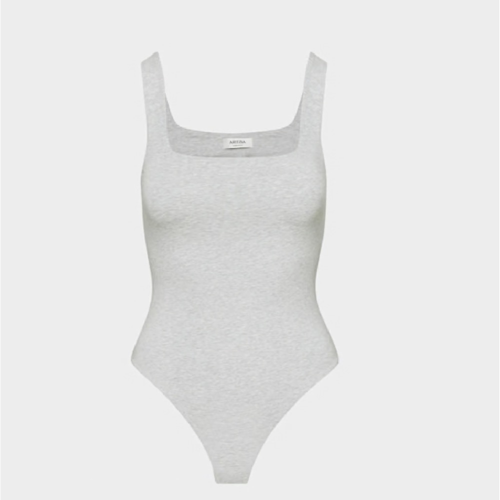 Aritzia Light Gray Square Neck Bodysuit